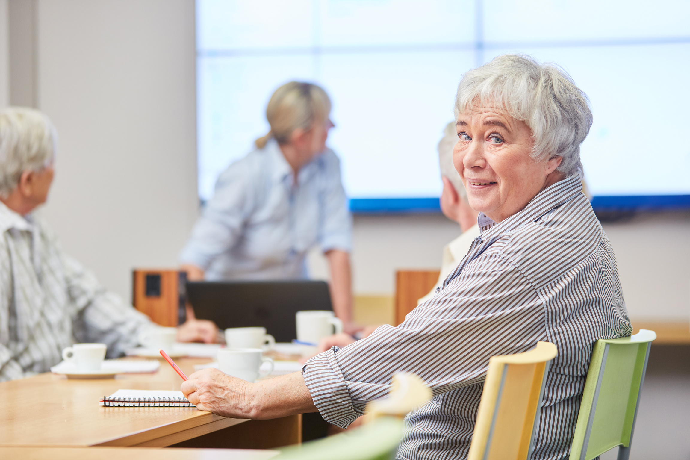 Smiling Senior Woman in Adult Education